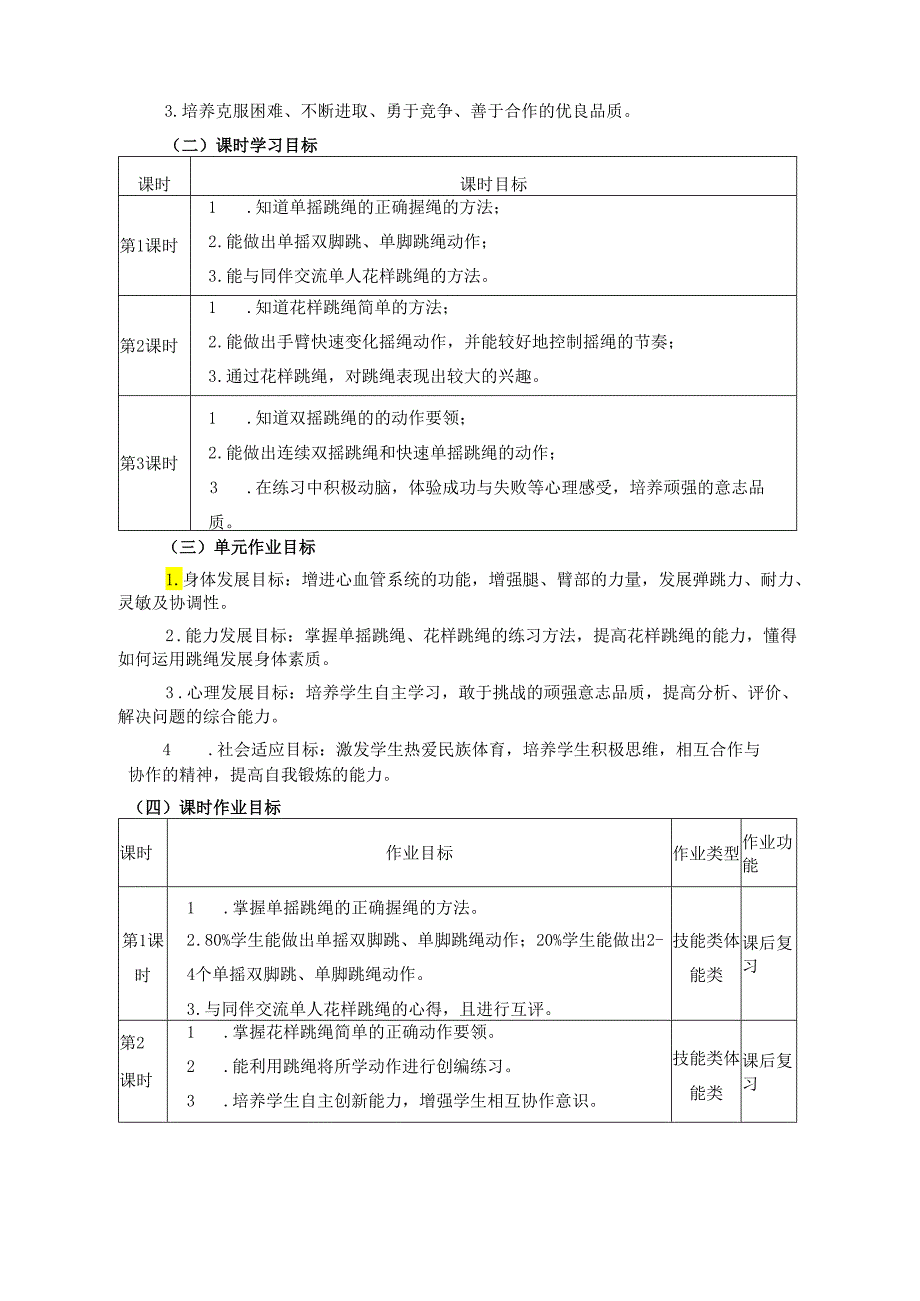 华东师范体育七年级上册《花样跳绳》单元作业设计 (优质案例18页).docx_第3页