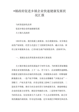 -镇政府促进乡镇企业快速健康发展情况汇报.docx