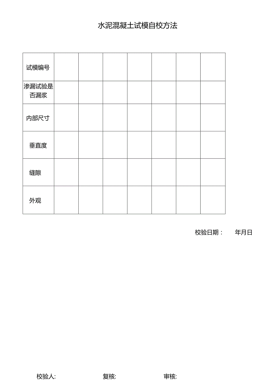 水泥混凝土试模自校方法表.docx_第1页