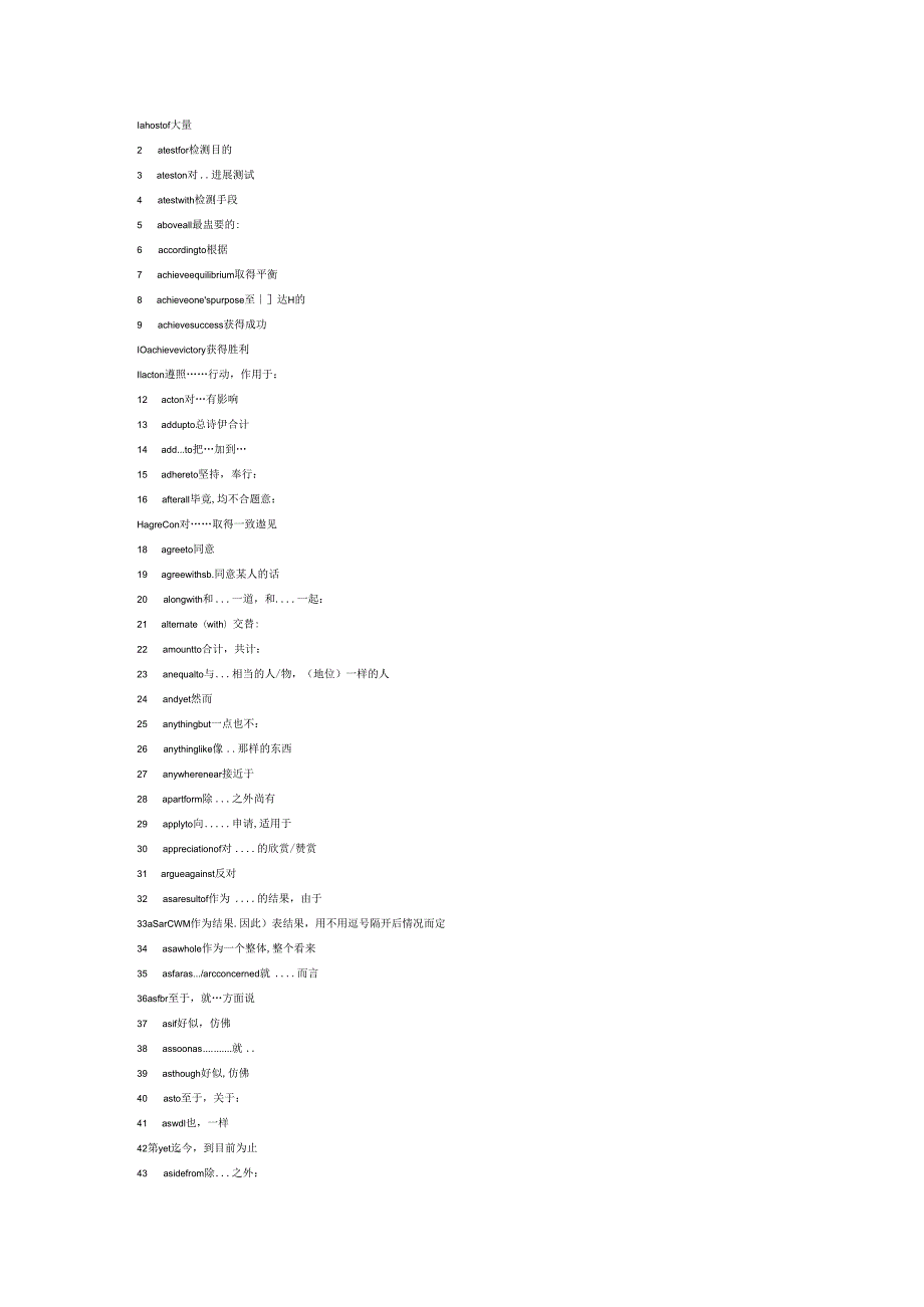 四级常见词组与固定搭配完美版.docx_第1页