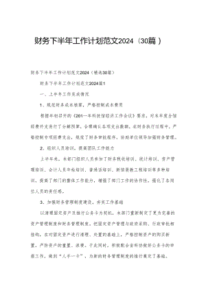 财务下半年工作计划范文2024（30篇）.docx