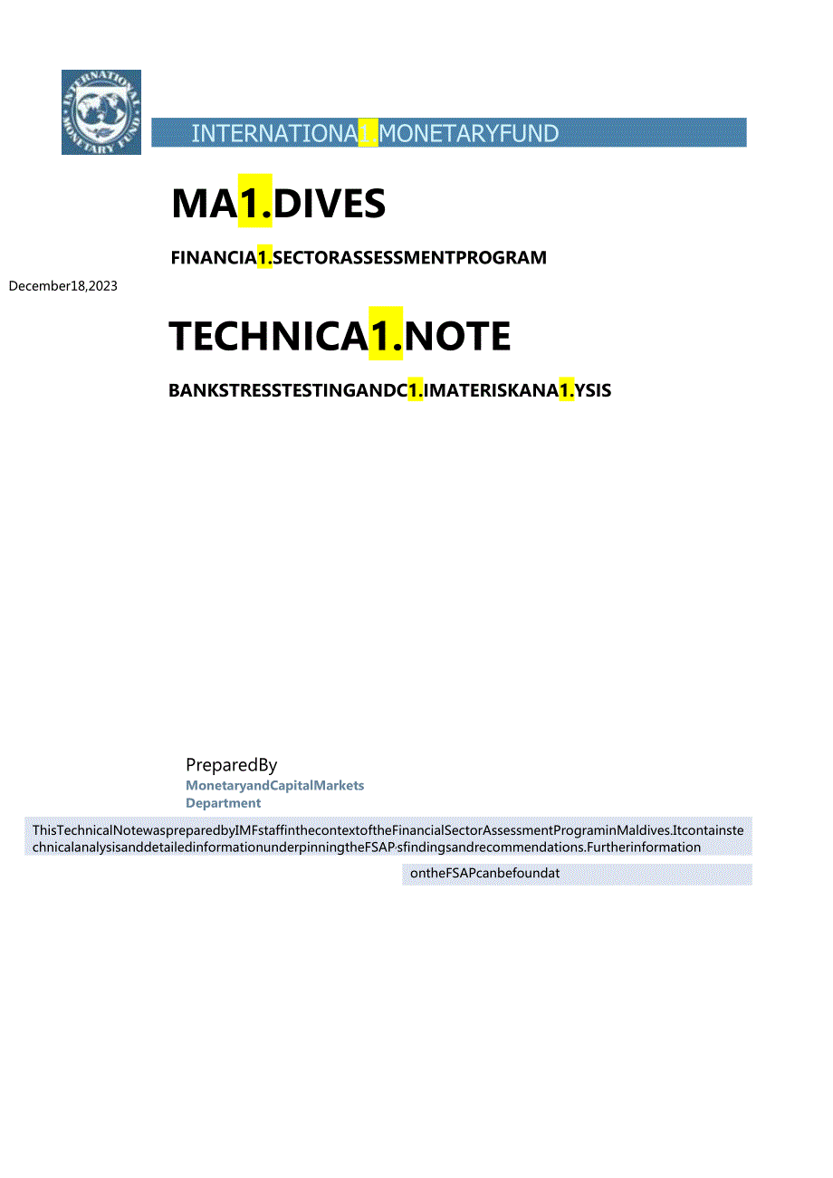 IMF-马尔代夫：金融部门评估方案关于银行压力测试和气候风险分析的技术说明（英）-2024.1.docx_第2页