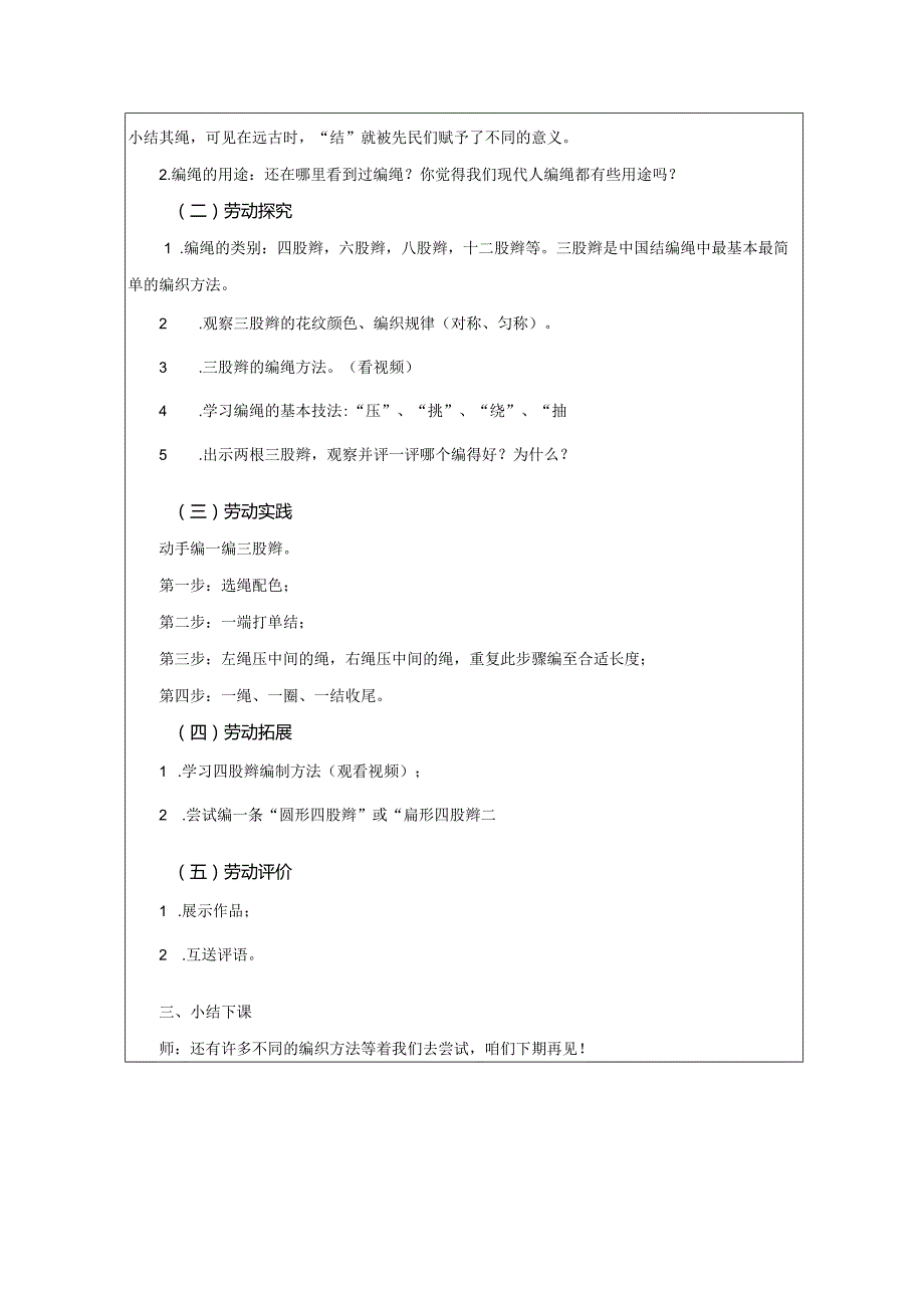 二年级劳动浙教版下册：任务一 三股辫我会编-教学设计.docx_第2页