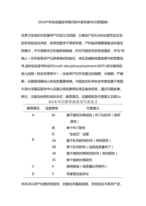 2024产科危急重症早期识别中国专家共识（附图表）.docx