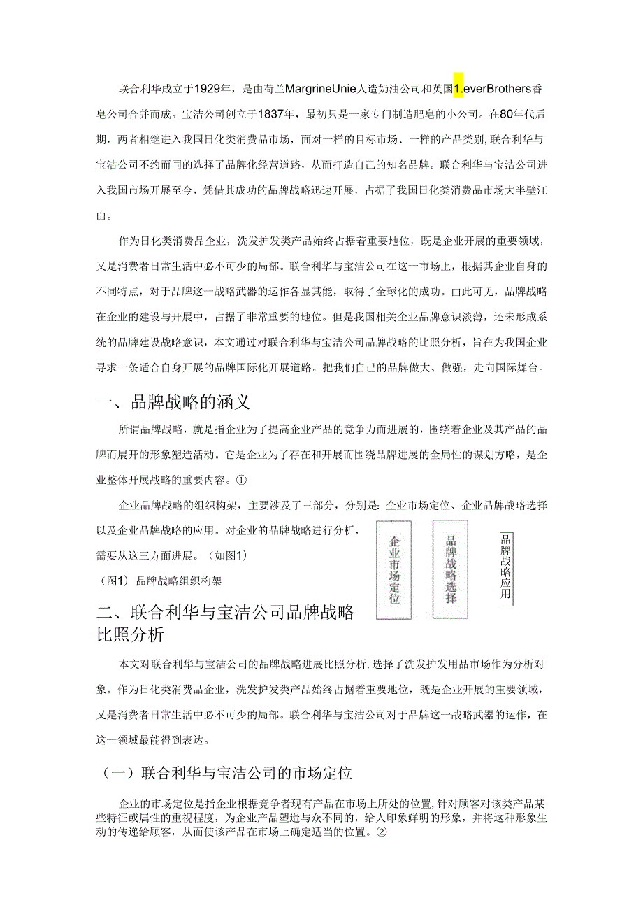 联合利华和宝洁公司品牌战略对比分析.docx_第1页