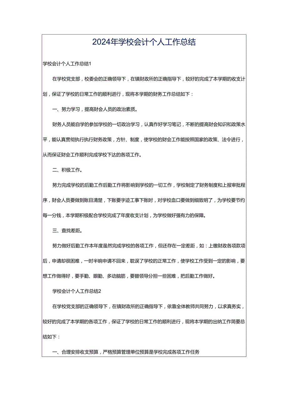 2024年学校会计个人工作总结.docx_第1页