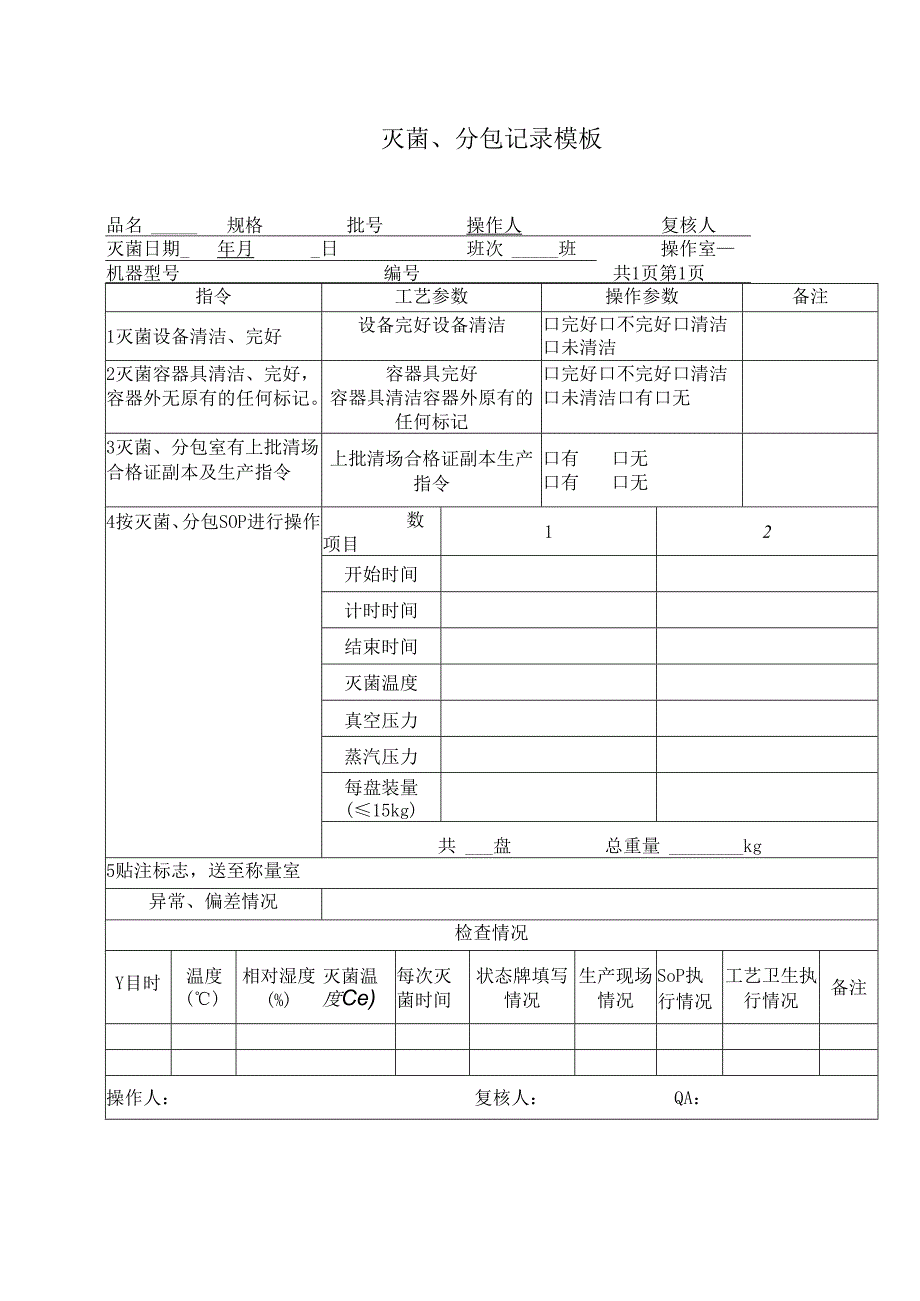 灭菌、分包记录模板.docx_第1页