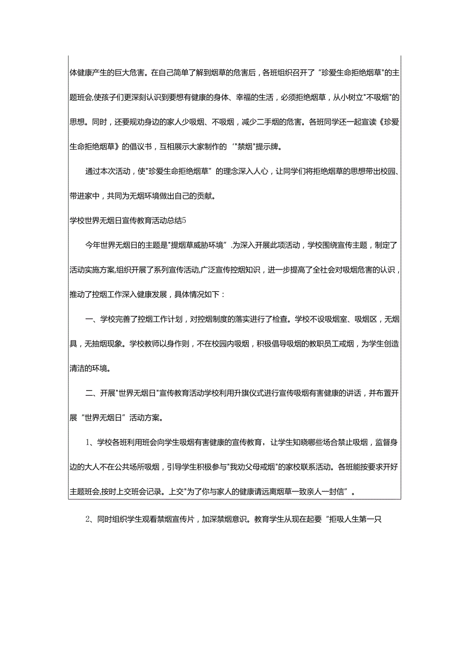 2024年学校世界无烟日宣传教育活动总结.docx_第3页