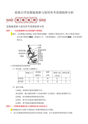 易错点17 显微镜观察与使用常考易错陷阱分析（解析版）.docx