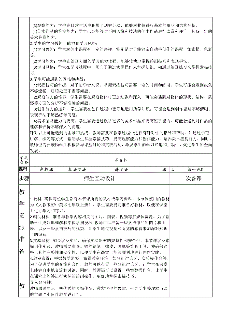 第二单元第1课 小伙伴 教学设计 2023—2024学年人教版初中美术七年级上册.docx_第2页