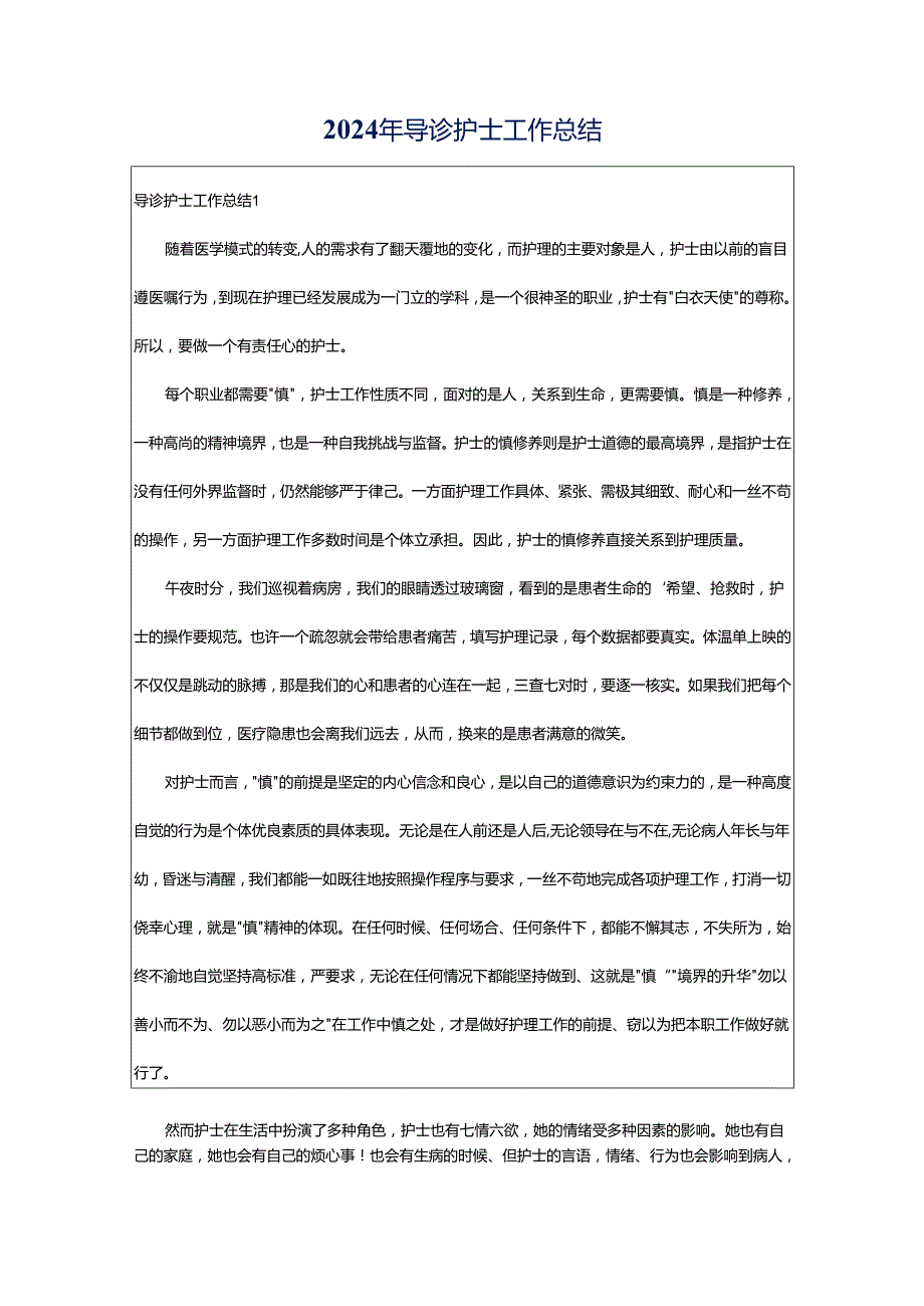 2024年导诊护士工作总结.docx_第1页