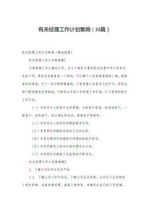 有关经理工作计划集锦（33篇）.docx