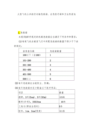 大型飞机公共航空运输急救箱、应急医疗箱和卫生防疫包.docx