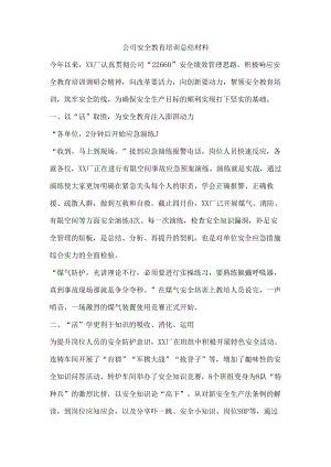 公司安全教育培训总结材料.docx