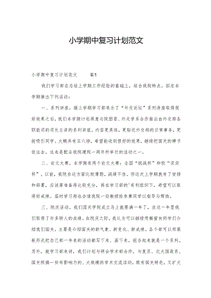 小学期中复习计划范文.docx