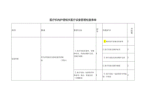 医疗机构护理相关医疗设备管理检查表单.docx