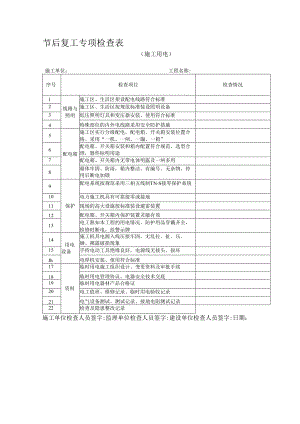 节后复工专项检查表(施工用电).docx