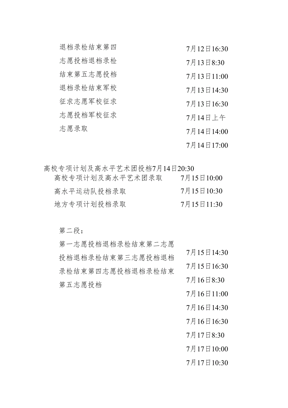 2023年浙江省普通高校招生录取工作进程.docx_第3页