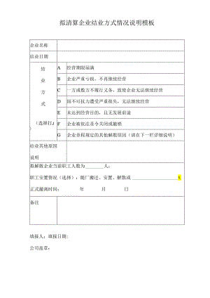 拟清算企业结业方式情况说明模板.docx