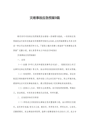 灾难事故应急预案9篇.docx