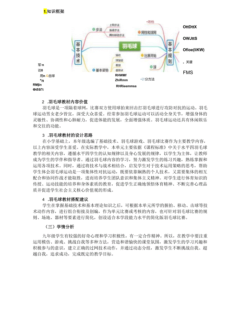 人教版九年级第一学期体育与健康《羽毛球》单元作业设计.docx_第3页