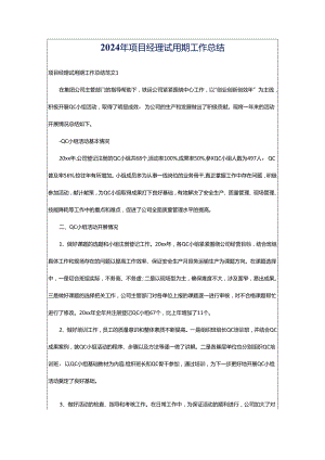 2024年项目经理试用期工作总结.docx