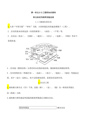 第一单元 小小工程师 知识清单 科学六年级下册（教科版）.docx