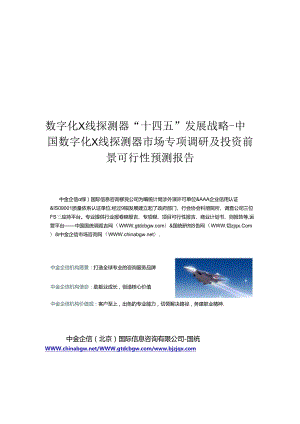 数字化X线探测器“十四五”发展战略-中国数字化X线探测器市场专项调研及投资前景可行性预测报告.docx