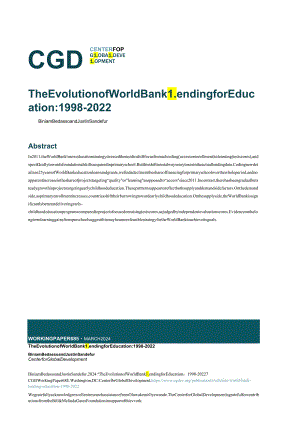 全球发展中心-世界银行教育贷款的演变：1998-2022（英）-2024.3_市场营销策划_2024.docx
