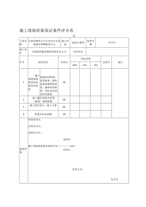 2、施工现场质量评价用表精品资料.docx