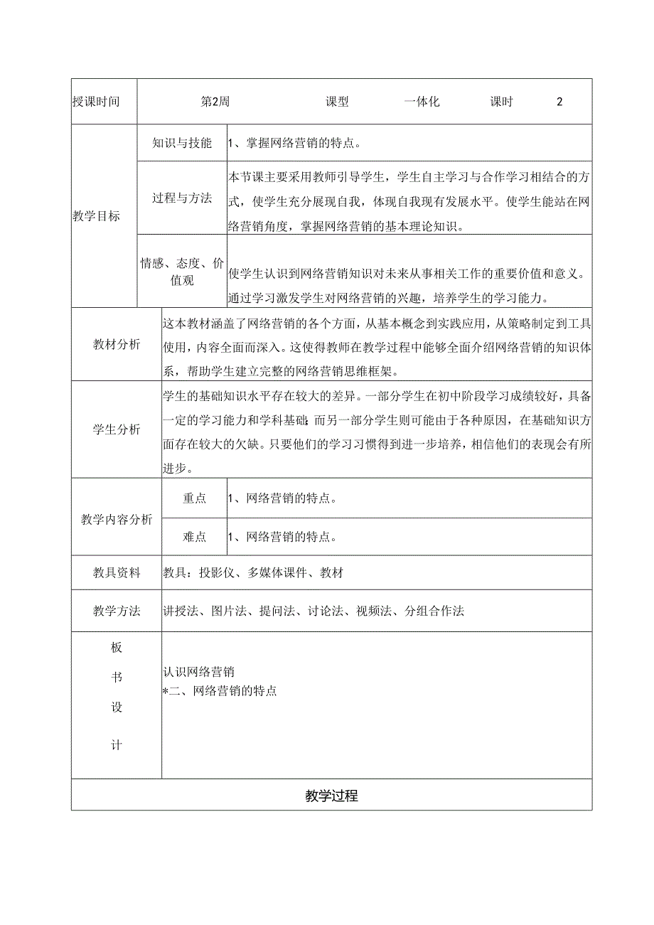 2023-2024学年第2学期《网络营销》第2周教案.docx_第2页