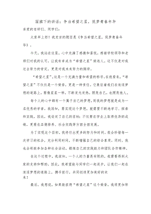 争当希望之星筑梦青春年华+发言稿 国旗下的讲话.docx