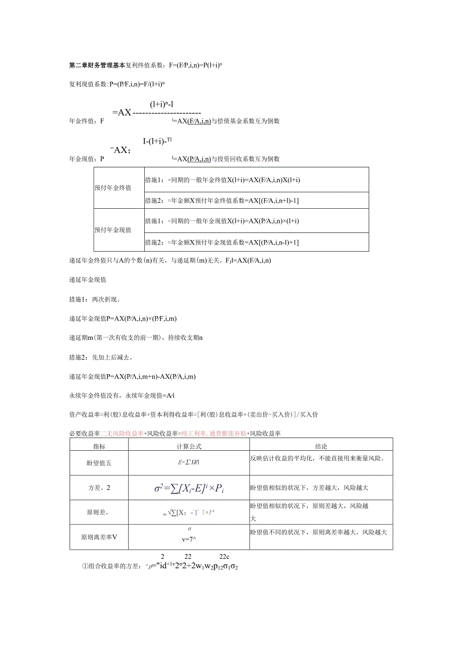 中级财务管理公式.docx_第1页