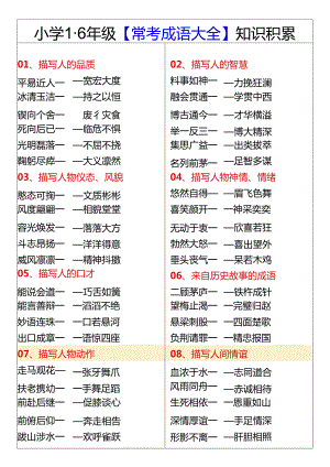 小学1-6年级【常考成语大全】知识积累.docx