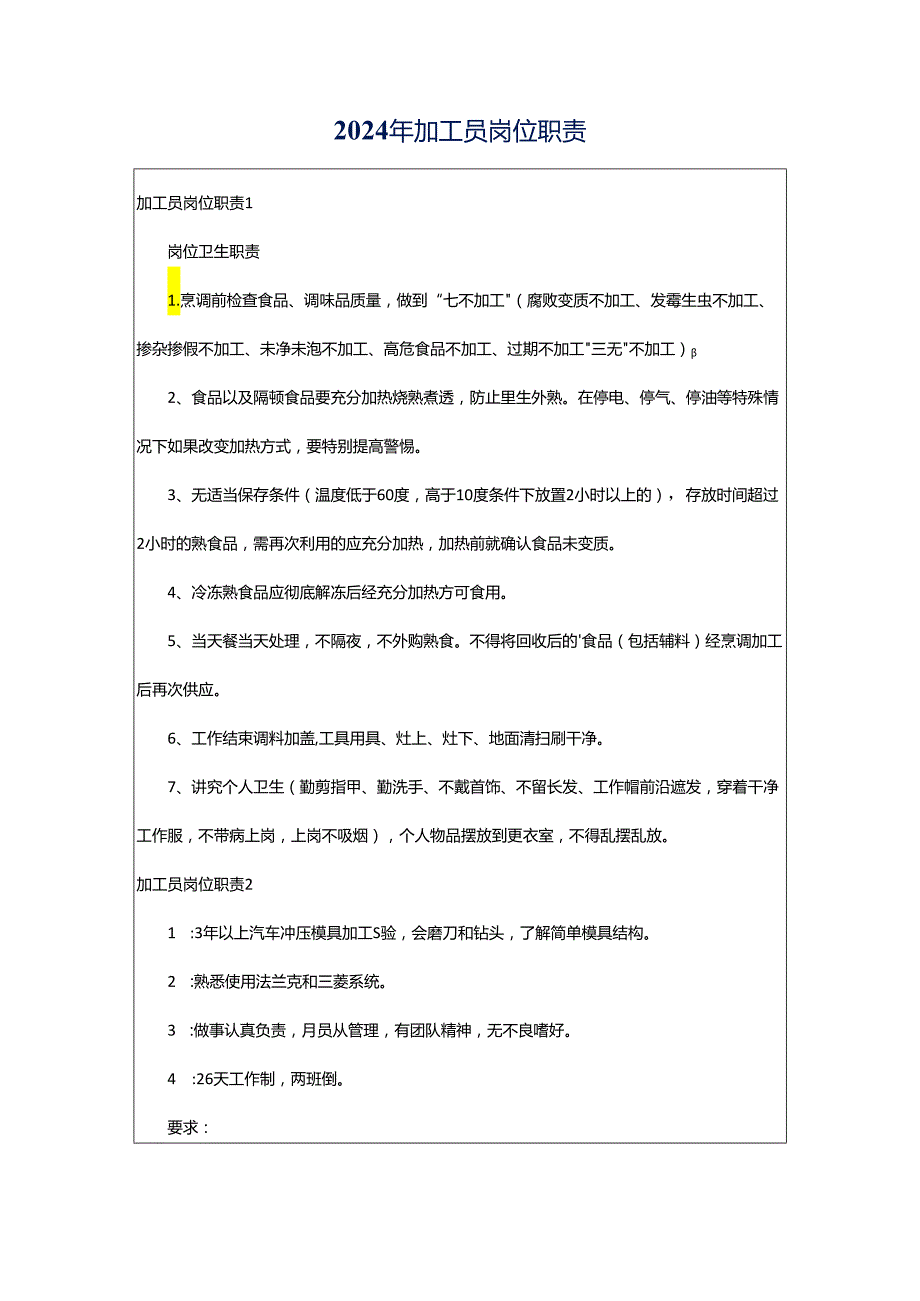 2024年加工员岗位职责.docx_第1页