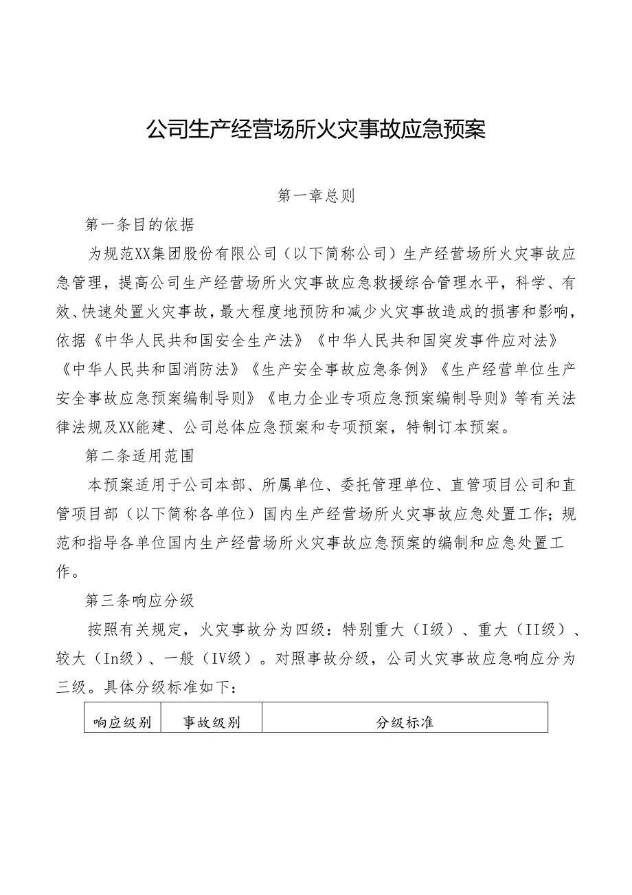 公司生产经营场所火灾事故应急预案.docx_第1页