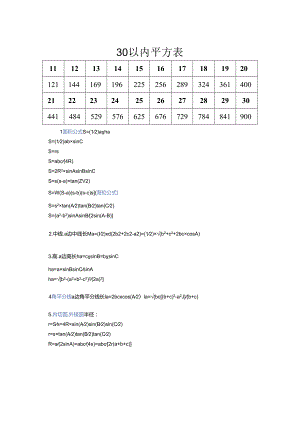 30以内平方表.docx