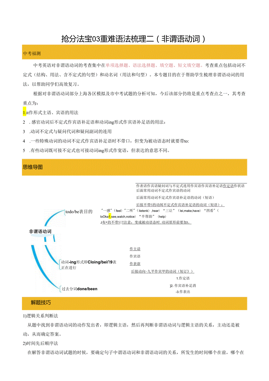 抢分法宝03 重难语法梳理二（非谓语动词）（解析版）.docx_第1页