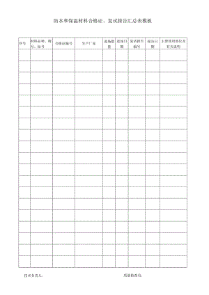 防水和保温材料合格证、复试报告汇总表模板.docx