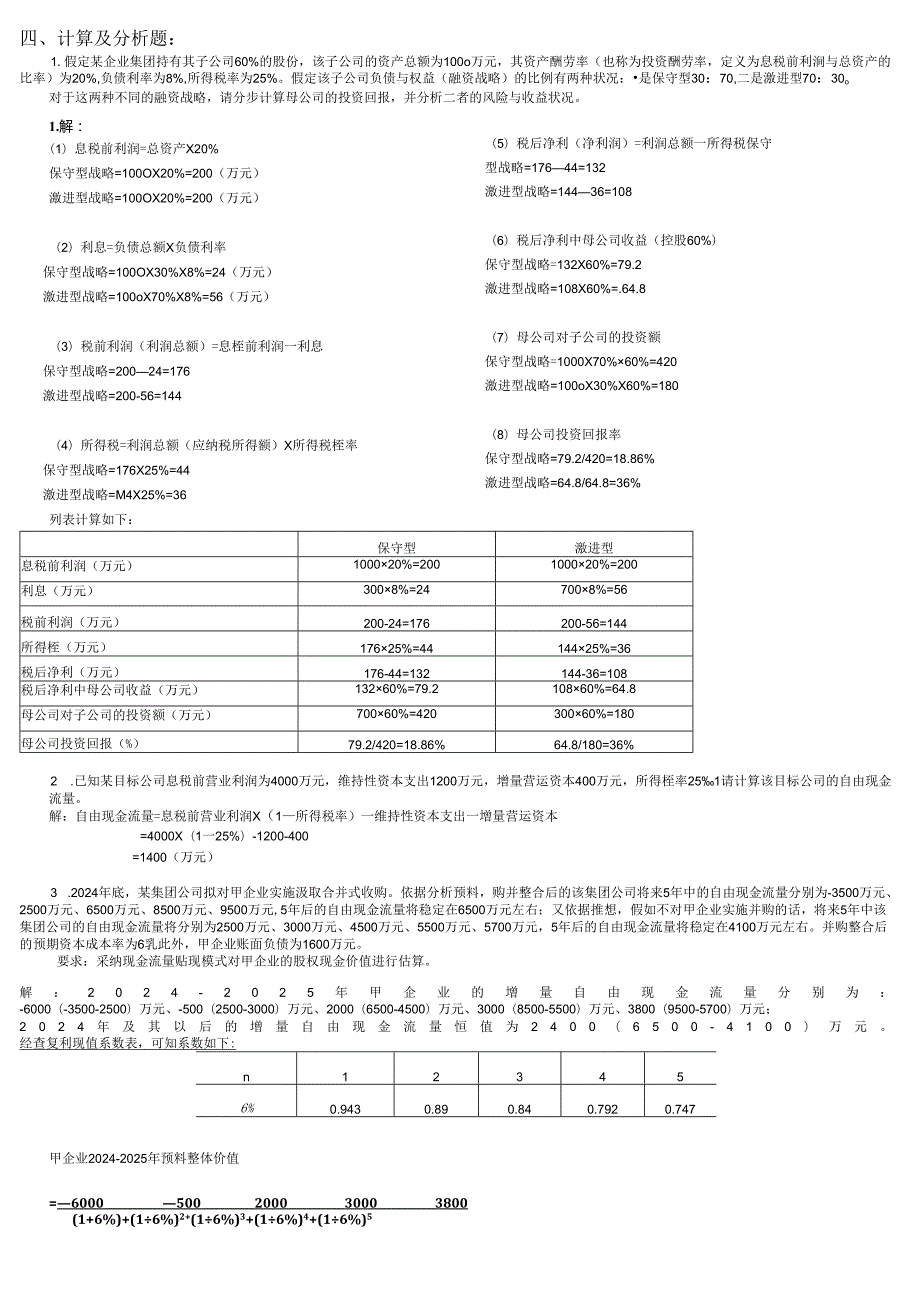 电大企业集团财务管理小抄-2025电大专科考试打印版.docx_第1页