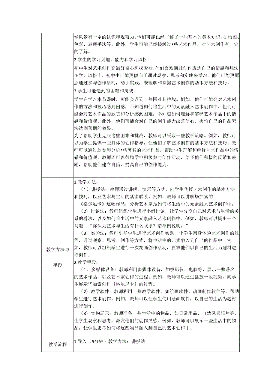 第一单元第1课：源于生活 高于生活 教案 2023—2024学年人教版初中美术七年级下册.docx_第2页