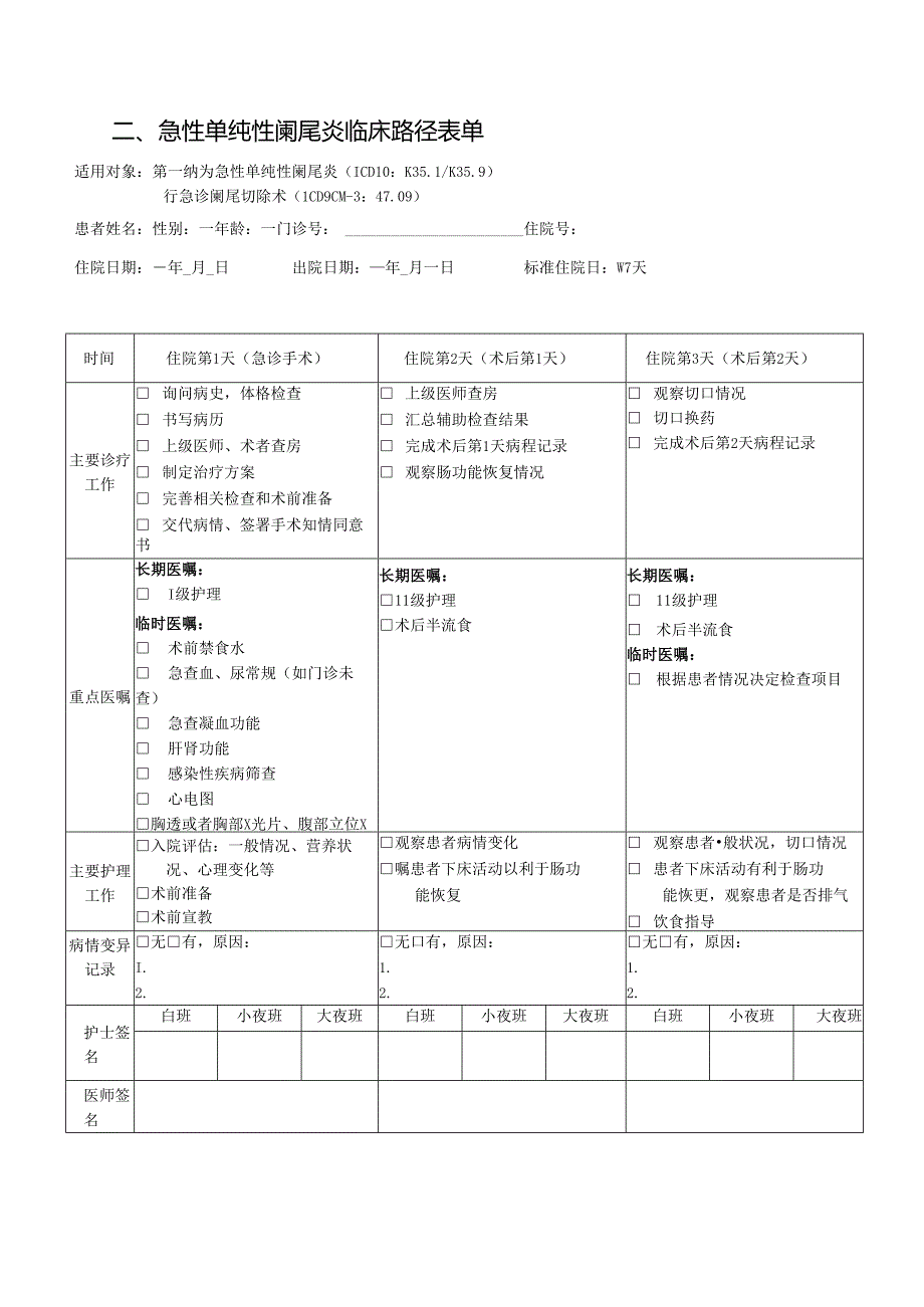 急性单纯性阑尾炎临床路径标准住院流程.docx_第3页