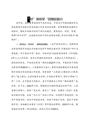 经验做法：“四好”铸铁军 “四精”促振兴.docx