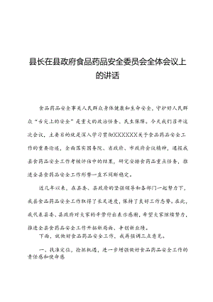 县长在县政府食品药品安全委员会全体会议上的讲话.docx