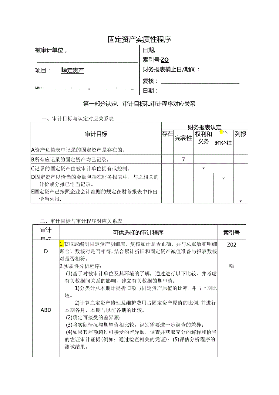 固定资产实质性程序梳理汇总.docx_第1页