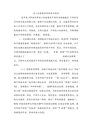 关心关爱基层经验亮点做法.docx