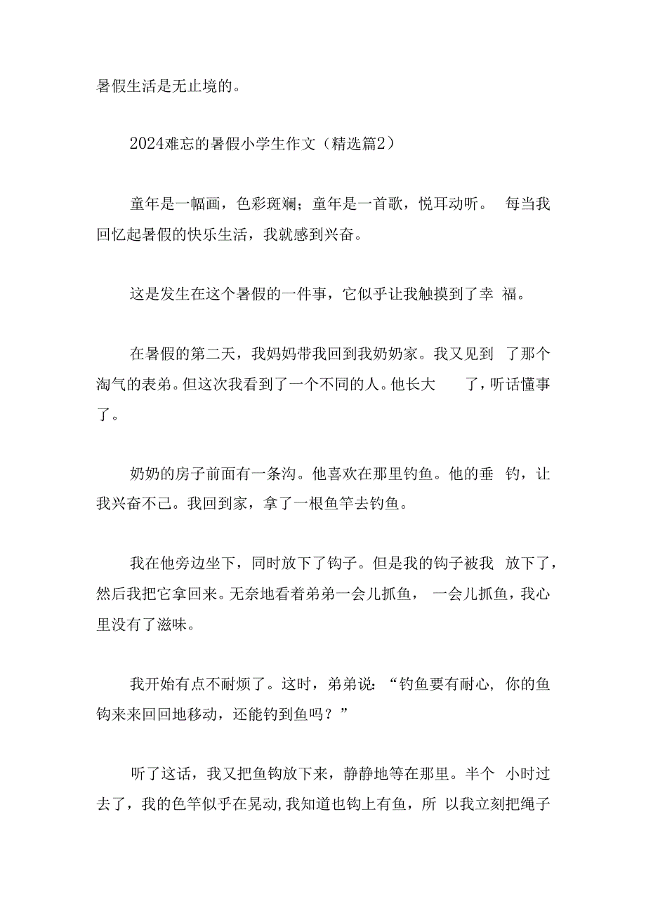 2024难忘的暑假小学生作文.docx_第2页