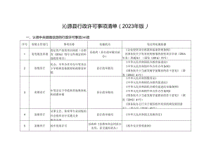 沁源县行政许可事项清单（2023年版）.docx