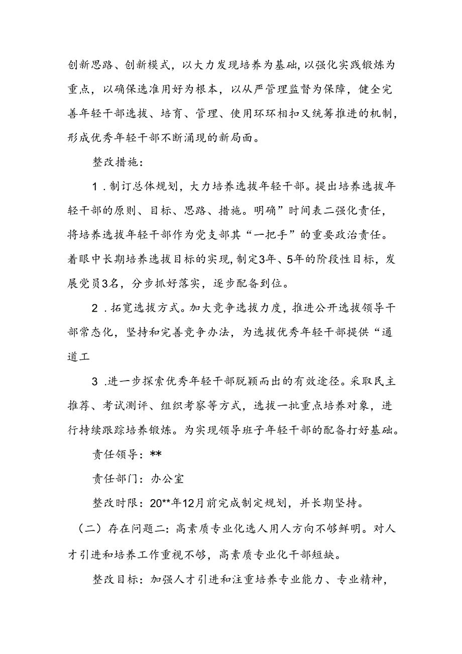 (15篇)有关选人用人方面存在的问题及整改措施范文材料合集.docx_第2页