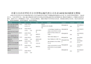 内蒙古自治区呼伦贝尔市货物运输代理公司名录2019版140家.docx